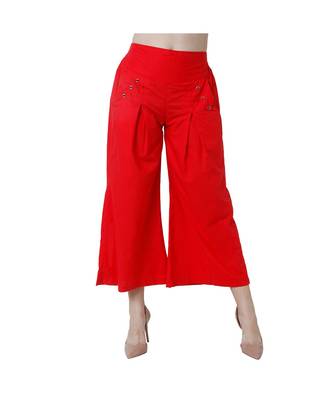 red plain Cotton trousers 3