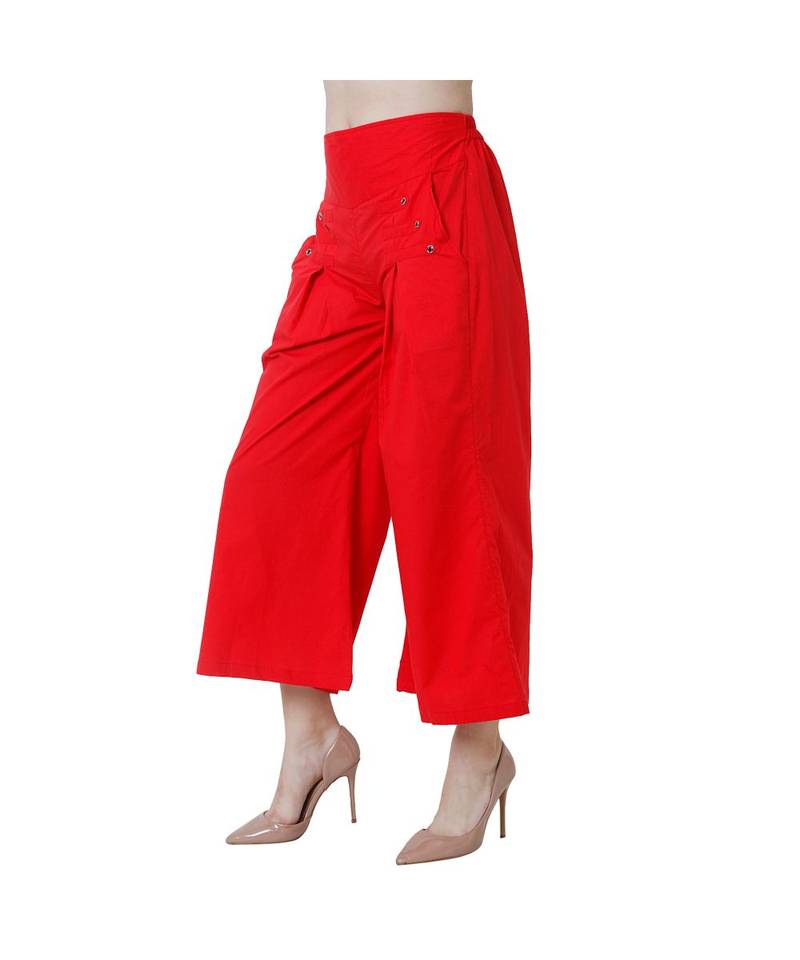 red plain Cotton trousers