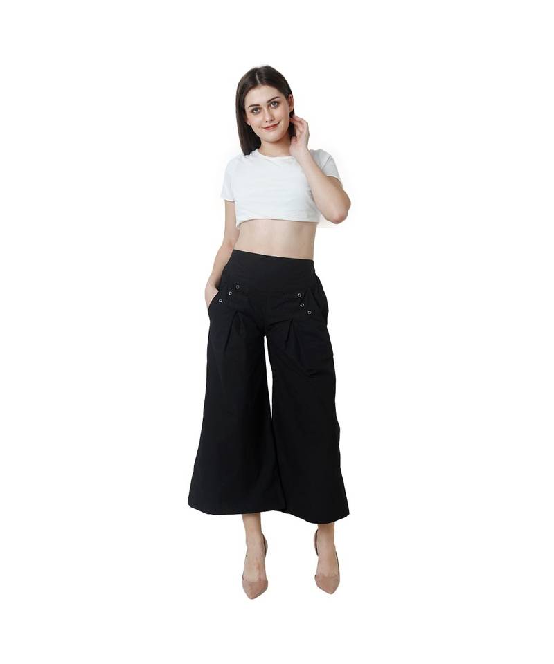 black plain Cotton trousers