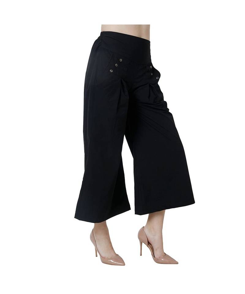 black plain Cotton trousers