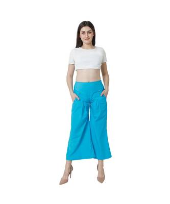 Turquoise plain Cotton trousers 1