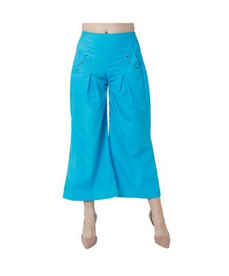 Turquoise plain Cotton trousers 2
