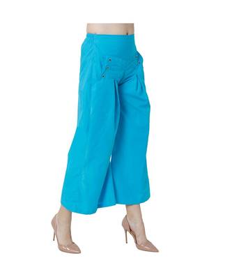 Turquoise plain Cotton trousers 3