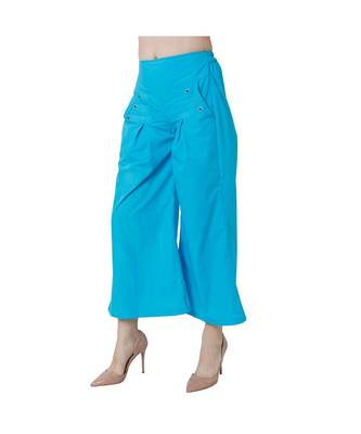 Turquoise plain Cotton trousers 4