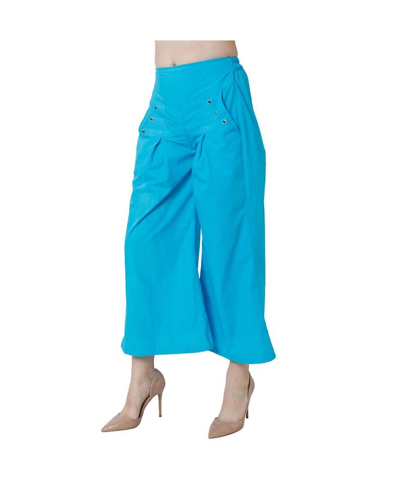 Turquoise plain Cotton trousers