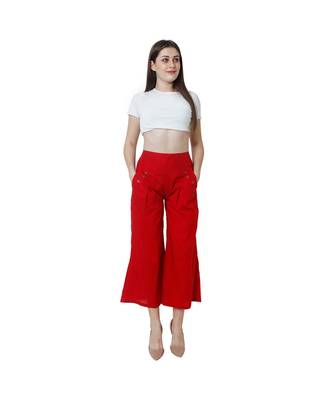 maroon plain Cotton trousers 1