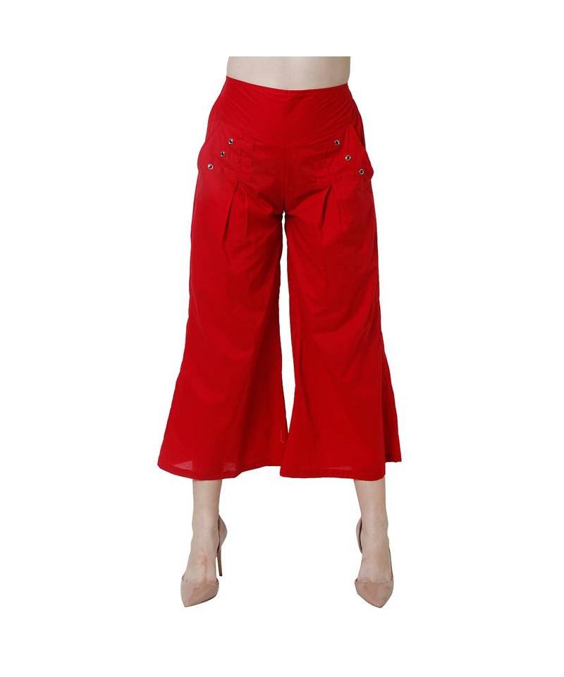 maroon plain Cotton trousers