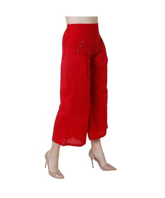 maroon plain Cotton trousers 3