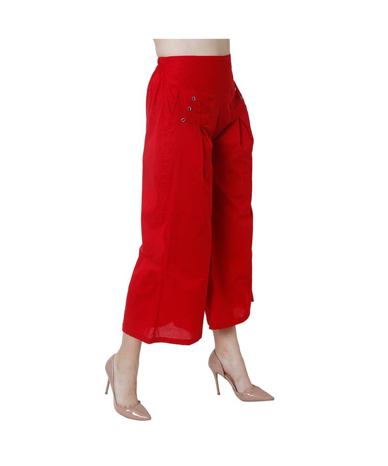 maroon plain Cotton trousers