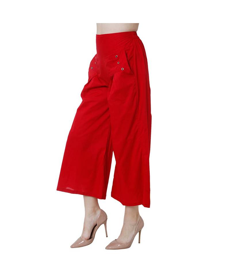 maroon plain Cotton trousers