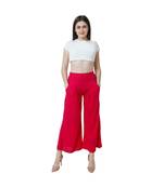magenta plain rayon trousers
