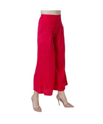 magenta plain rayon trousers 3