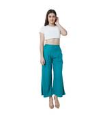 Turquoise plain rayon trousers