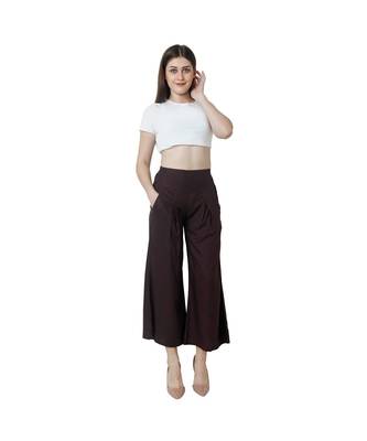 brown plain rayon trousers 1