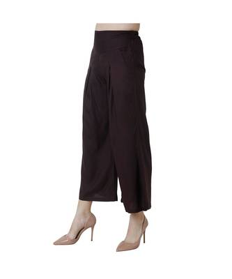 brown plain rayon trousers 4