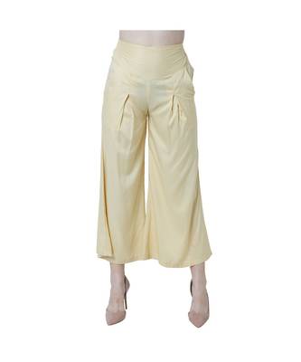 beige plain rayon trousers 2
