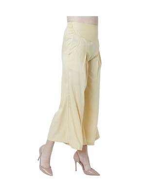 beige plain rayon trousers 3