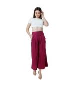 purple plain rayon trousers