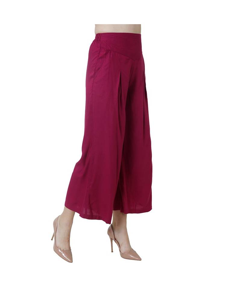 purple plain rayon trousers