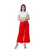 red plain rayon trousers