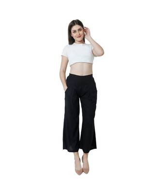 black plain rayon trousers 1