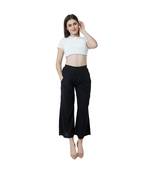 black plain rayon trousers