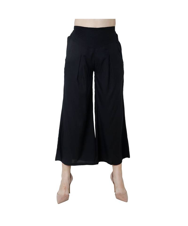 black plain rayon trousers