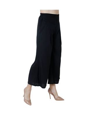 black plain rayon trousers 3