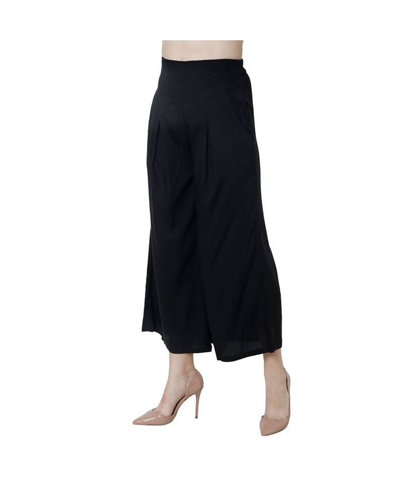 black plain rayon trousers