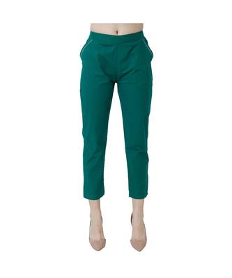 green plain Cotton trousers 2