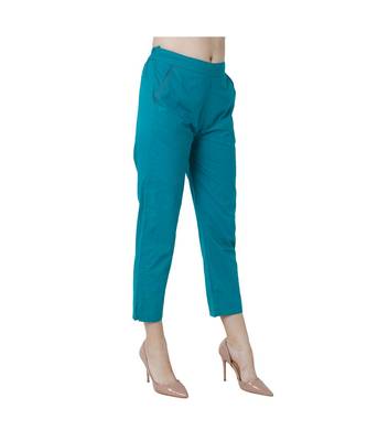 Turquoise plain Cotton trousers 3