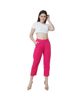 magenta plain Cotton trousers 1