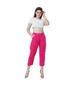 magenta plain Cotton trousers
