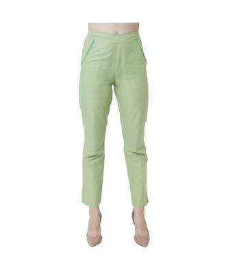 green plain Cotton trousers 2