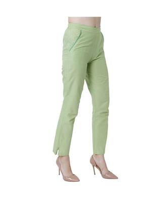 green plain Cotton trousers 3