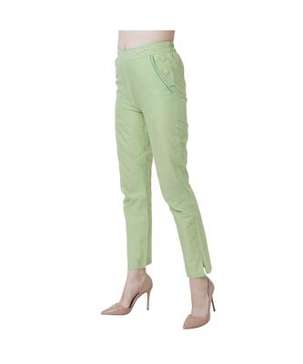 green plain Cotton trousers 4