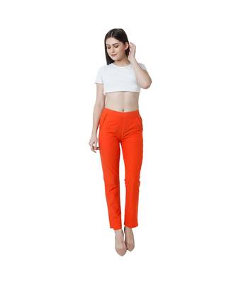 orange plain Cotton trousers 1