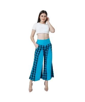 Turquoise plain Cotton trousers 1