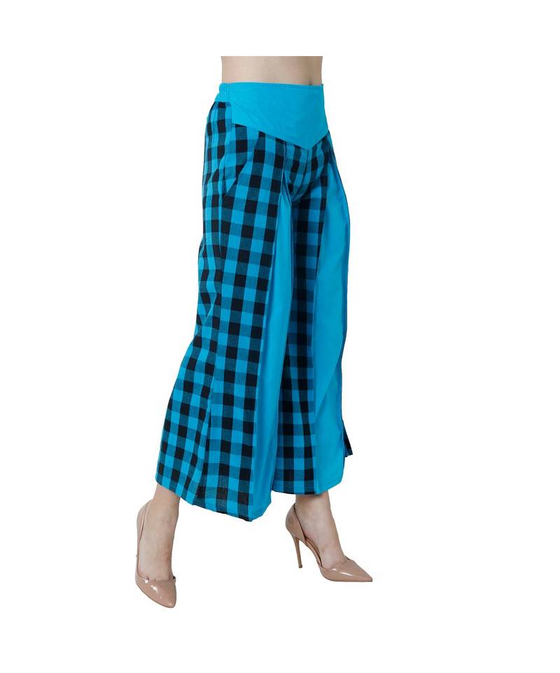 Turquoise plain Cotton trousers