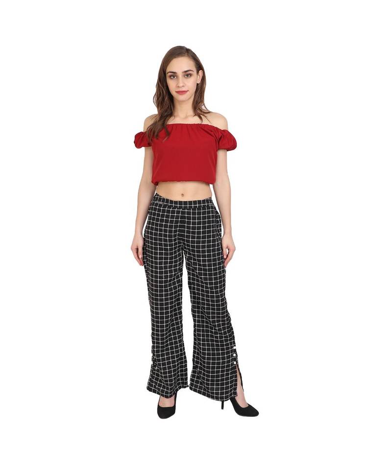 black plain Crepe trousers