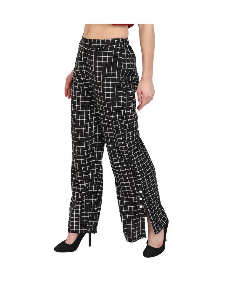 black plain Crepe trousers