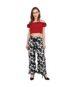 multicolor plain Crepe trousers