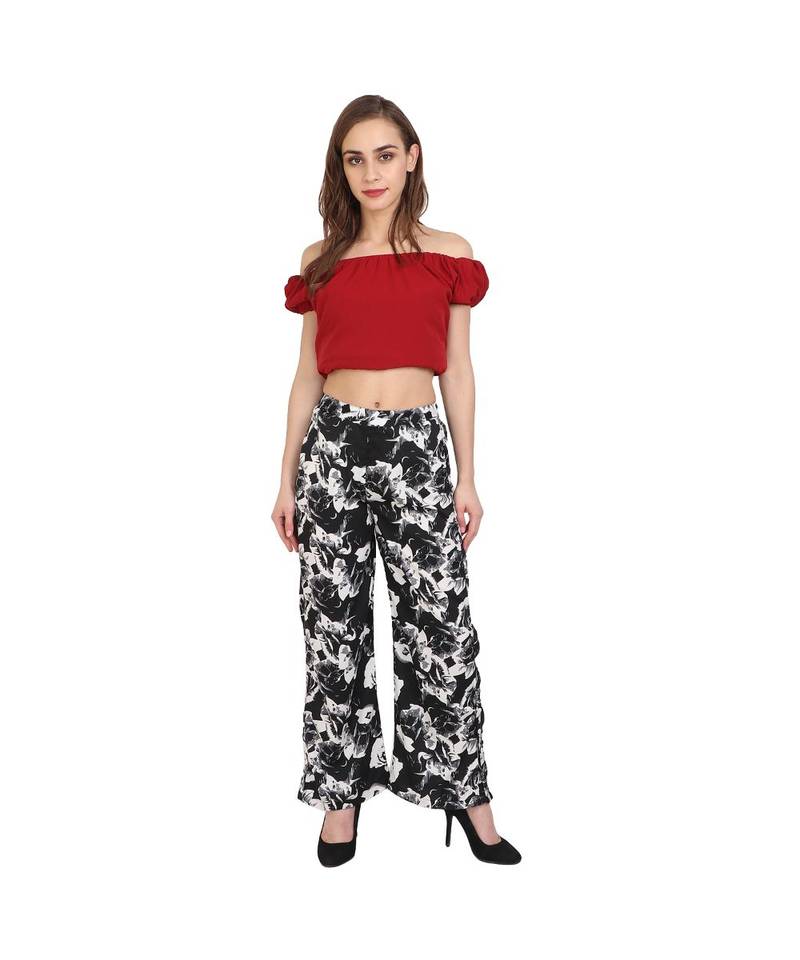 multicolor plain Crepe trousers