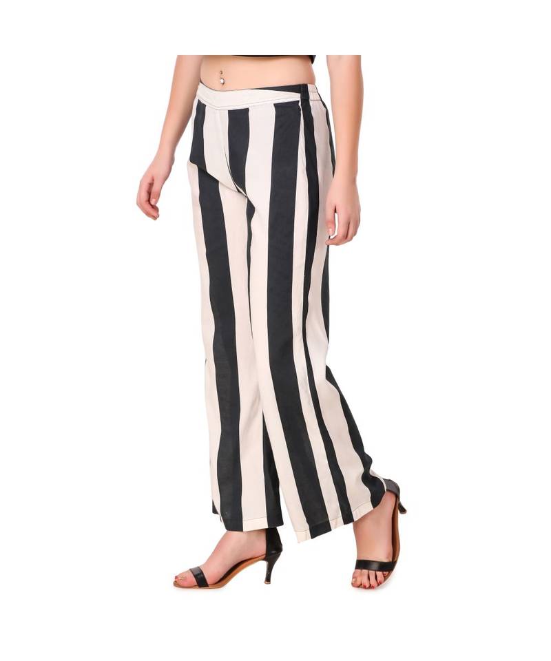 white plain rayon trousers