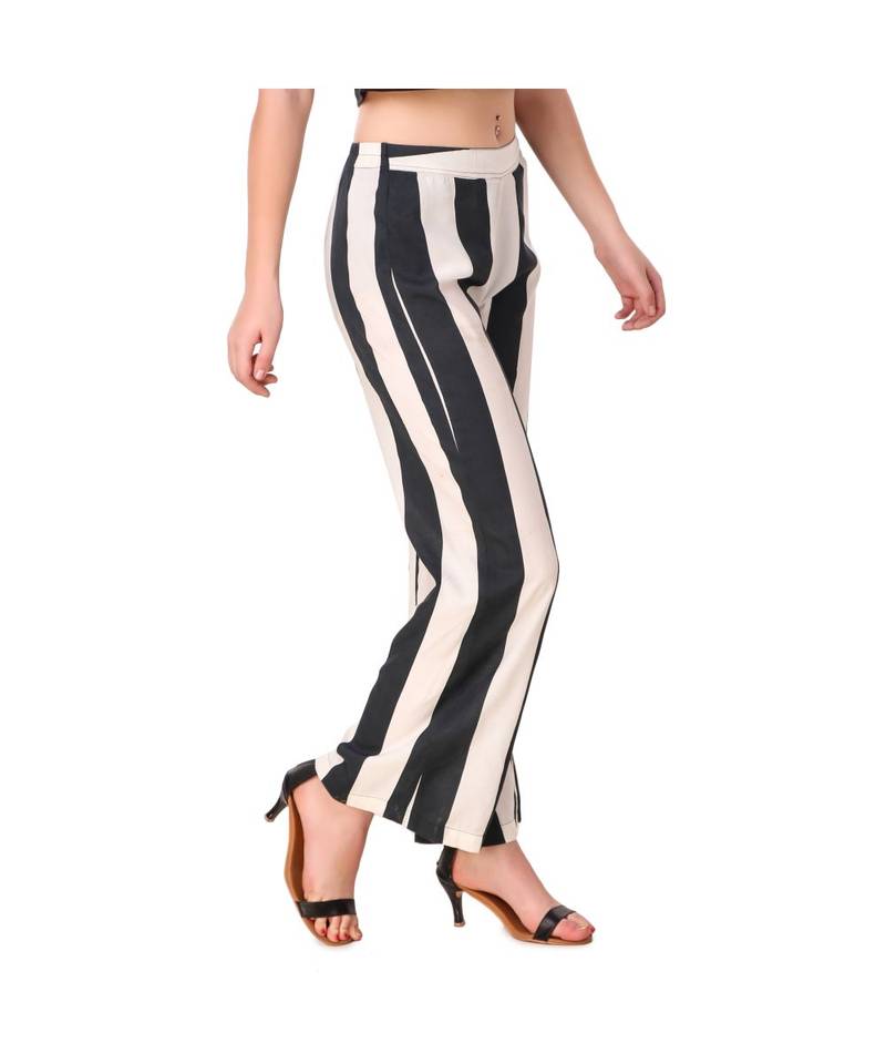white plain rayon trousers