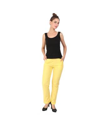 yellow plain Cotton trousers 1