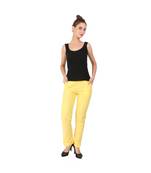 yellow plain Cotton trousers