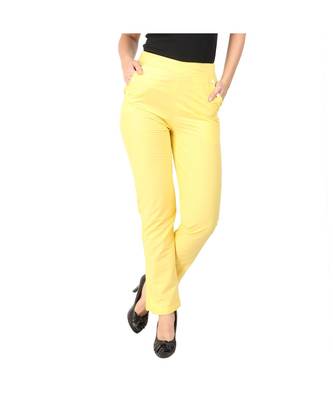 yellow plain Cotton trousers 2