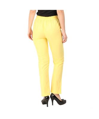 yellow plain Cotton trousers 3
