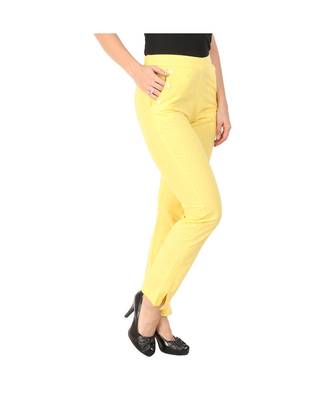 yellow plain Cotton trousers 4